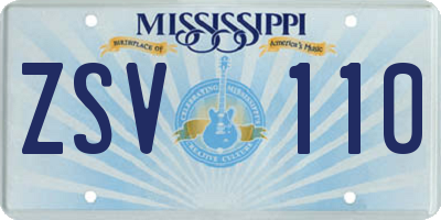 MS license plate ZSV110