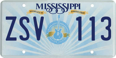 MS license plate ZSV113