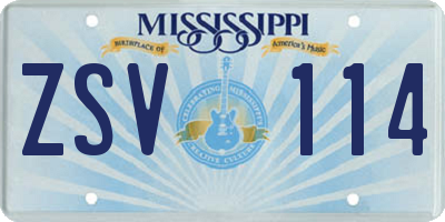 MS license plate ZSV114