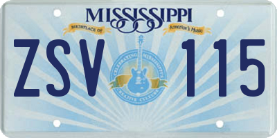 MS license plate ZSV115