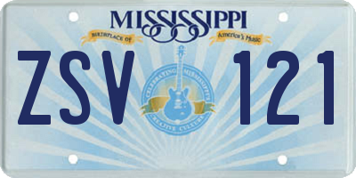 MS license plate ZSV121