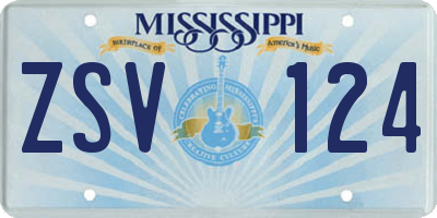 MS license plate ZSV124