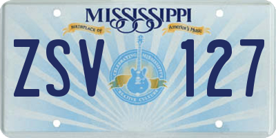 MS license plate ZSV127