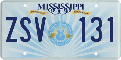 MS license plate ZSV131