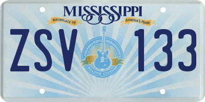 MS license plate ZSV133