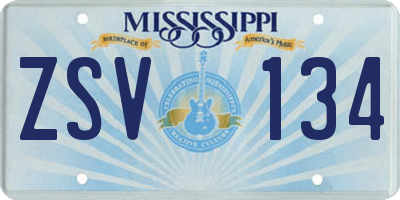 MS license plate ZSV134