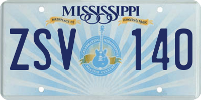 MS license plate ZSV140