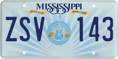MS license plate ZSV143