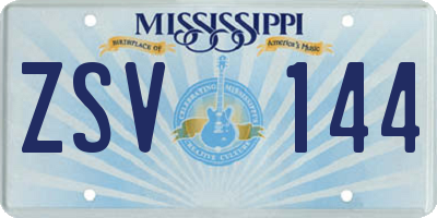 MS license plate ZSV144