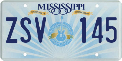 MS license plate ZSV145