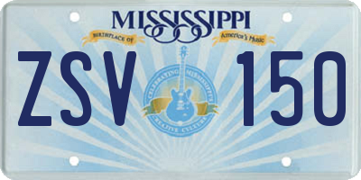 MS license plate ZSV150