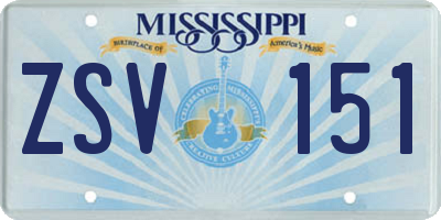 MS license plate ZSV151