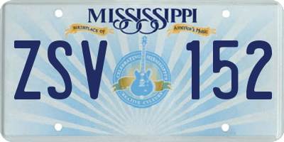 MS license plate ZSV152