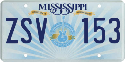 MS license plate ZSV153