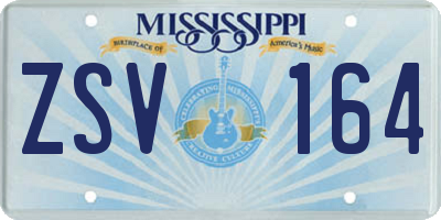 MS license plate ZSV164