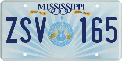 MS license plate ZSV165