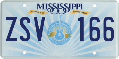 MS license plate ZSV166