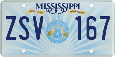 MS license plate ZSV167