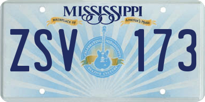 MS license plate ZSV173