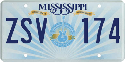 MS license plate ZSV174