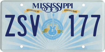 MS license plate ZSV177