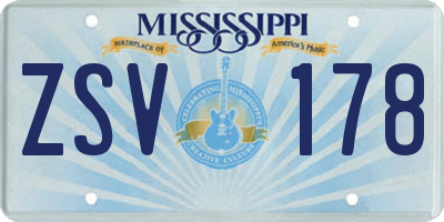MS license plate ZSV178