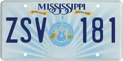 MS license plate ZSV181