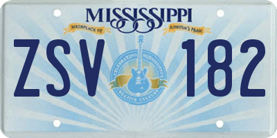 MS license plate ZSV182