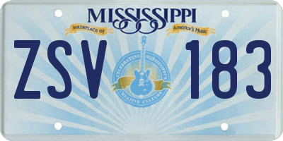 MS license plate ZSV183
