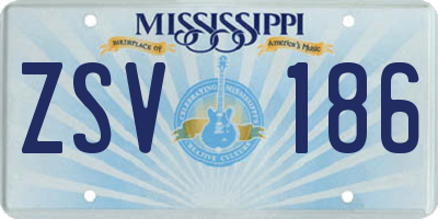 MS license plate ZSV186