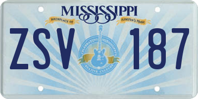 MS license plate ZSV187