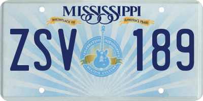 MS license plate ZSV189