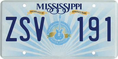 MS license plate ZSV191