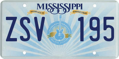 MS license plate ZSV195
