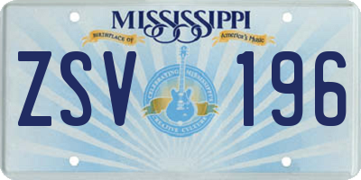 MS license plate ZSV196