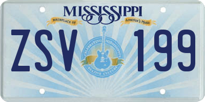 MS license plate ZSV199