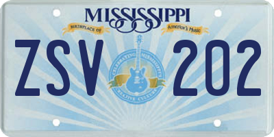 MS license plate ZSV202