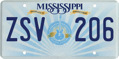 MS license plate ZSV206