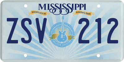 MS license plate ZSV212
