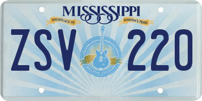 MS license plate ZSV220