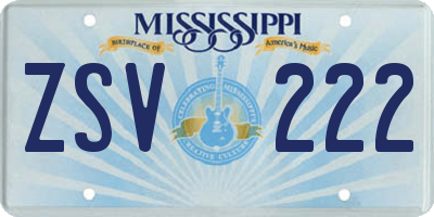 MS license plate ZSV222