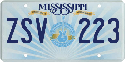 MS license plate ZSV223