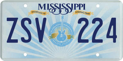 MS license plate ZSV224