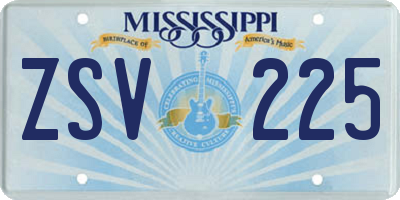 MS license plate ZSV225