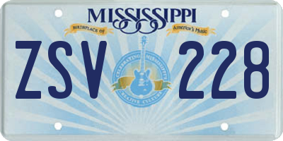 MS license plate ZSV228