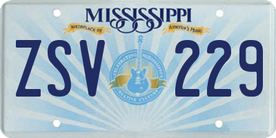 MS license plate ZSV229