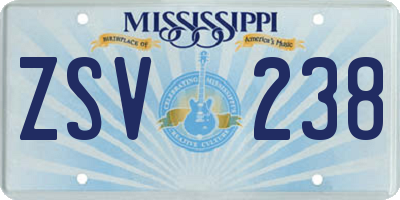 MS license plate ZSV238