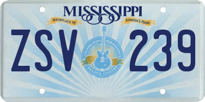 MS license plate ZSV239