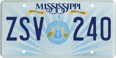 MS license plate ZSV240