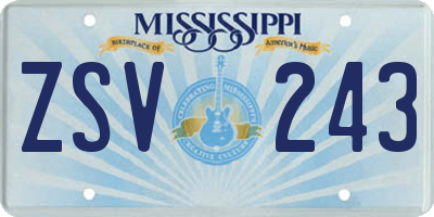 MS license plate ZSV243